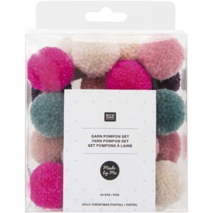 RICO DESIGN — Assortiment de pompons ronds Noël pastel 3 cm