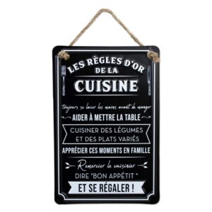 STC — Plaque métal Règles d’or de la cuisine 20 x 30 cm