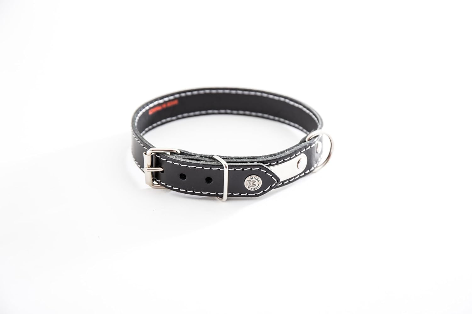 MARTIN SELLIER — Collier classique en cuir surpiqué noir 62 cm