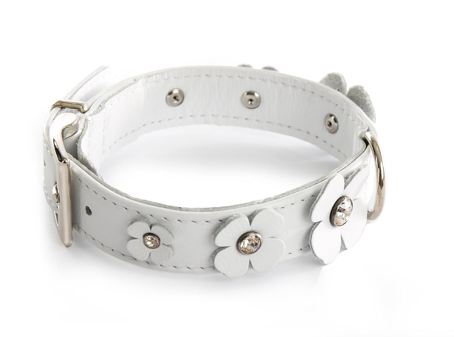 MARTIN SELLIER — Collier cuir droit fantaisie trèfle blanc