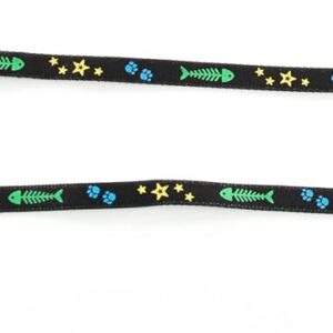 MARTIN — Laisse pour chat en nylon Fish & Stars noire 100 cm