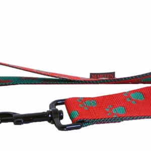 MARTIN SELLIER — Laisse double en nylon pour chien rouge/vert