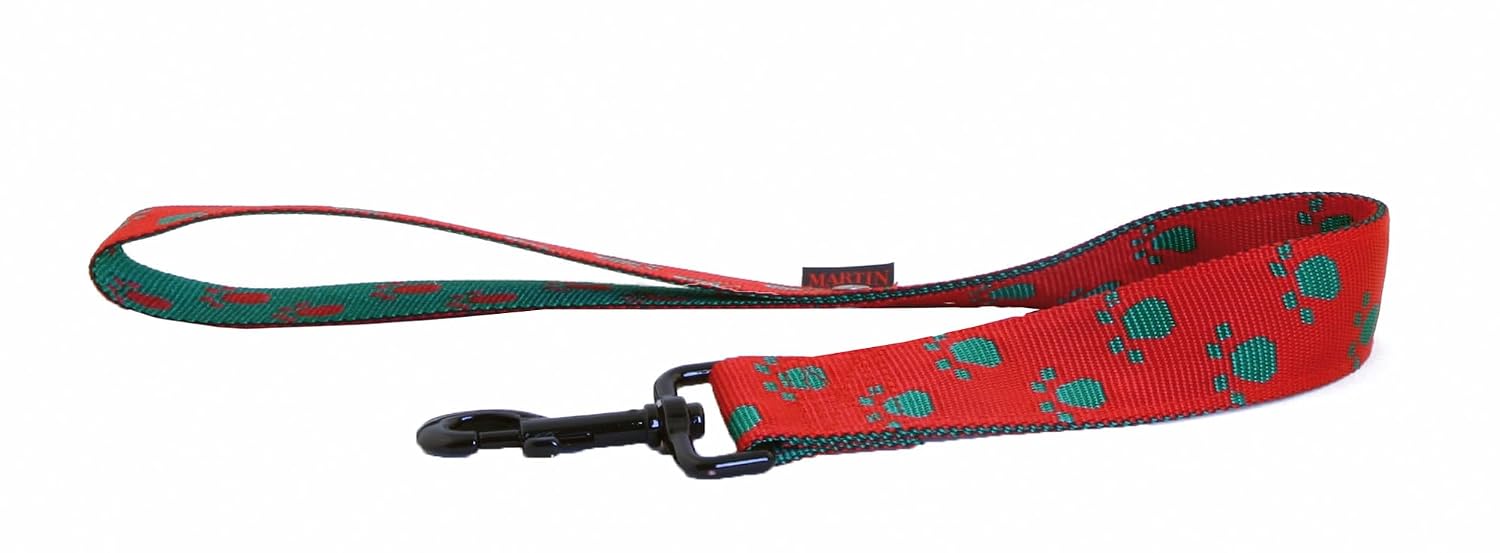 MARTIN SELLIER — Laisse double en nylon pour chien rouge/vert