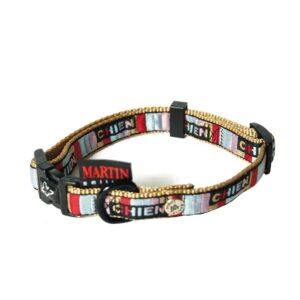MARTIN — Collier Bayadère motif chien en nylon 20-40/55