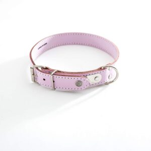 MARTIN SELLIER — Collier classique cuir coloré surpiqué rose