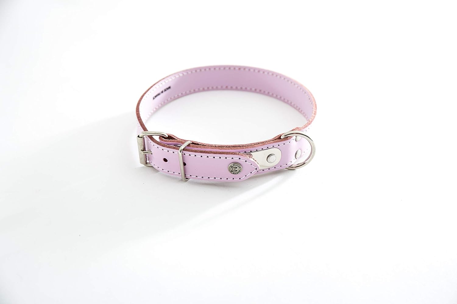 MARTIN SELLIER Classique — Collier en cuir surpiqué rose 62 cm