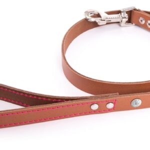 MARTIN — Laisse flash en cuir coupé franc et couture fluo