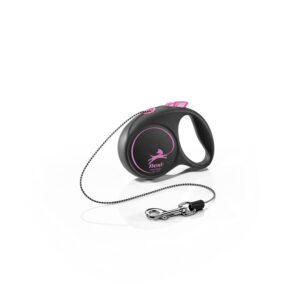 FLEXI Black Design — Laisse rétractable XS à cordon 3 m Noir/Pink