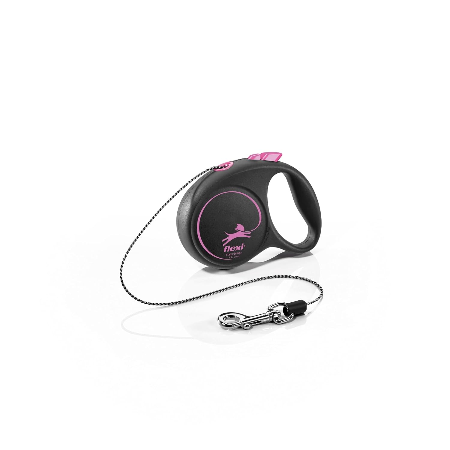 FLEXI Black Design — Laisse rétractable XS à cordon 3 m Noir/Pink