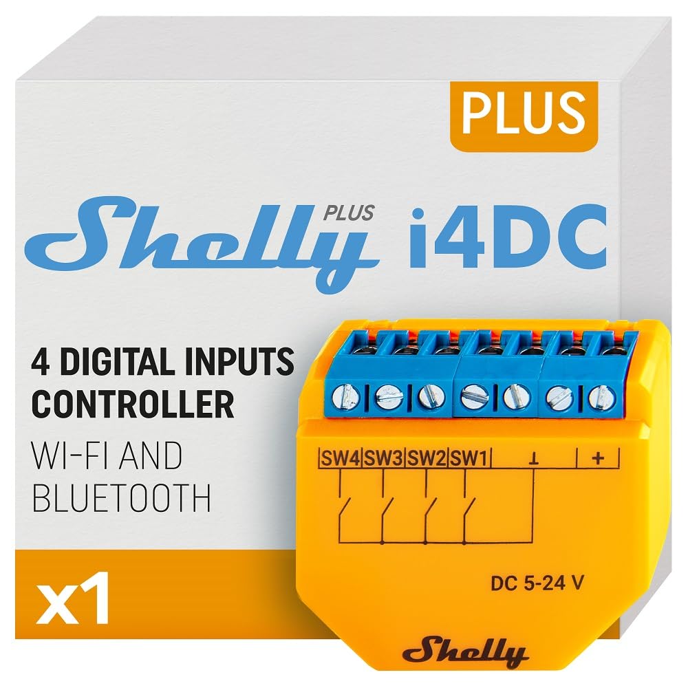 Shelly Plus i4 DC — Contrôleur domotique Wi‑Fi 4 entrées