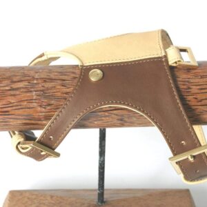 MARTIN SELLIER T6 — Harnais en cuir pour chien café crème