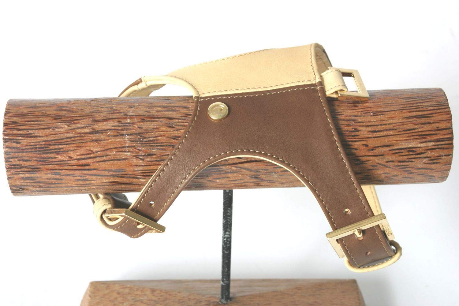 MARTIN SELLIER T5 — Harnais en cuir pour chien café crème