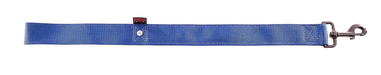 MARTIN SELLIER — Laisse double épaisseur en nylon bleu 40/60 cm