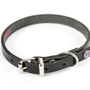 MARTIN SELLIER — Collier classique en cuir noir pour chien 31 cm