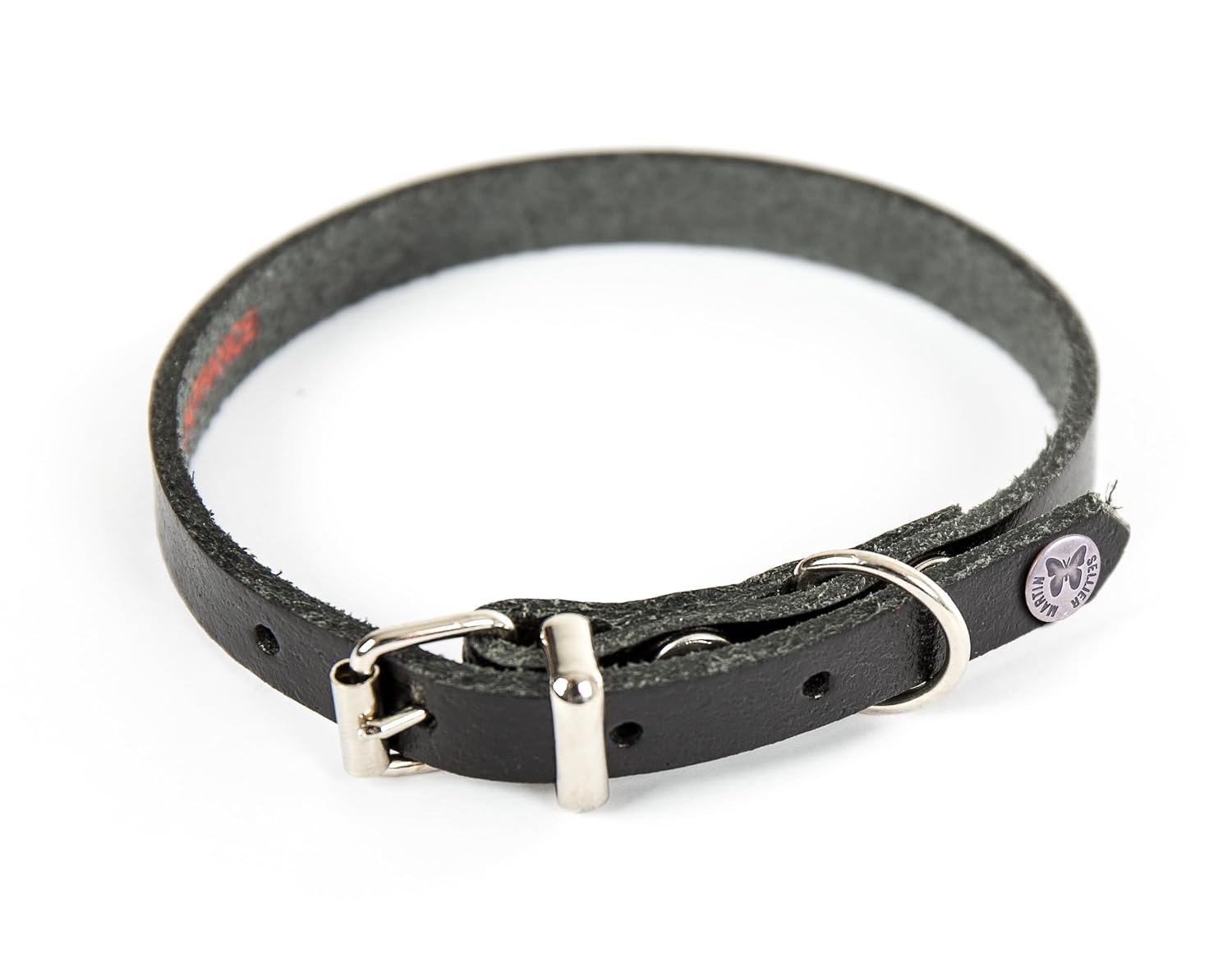 MARTIN SELLIER — Collier classique en cuir noir pour chien 31 cm