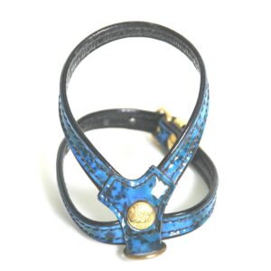 MARTIN SELLIER — Harnais pour chien TPU granité vernis bleu