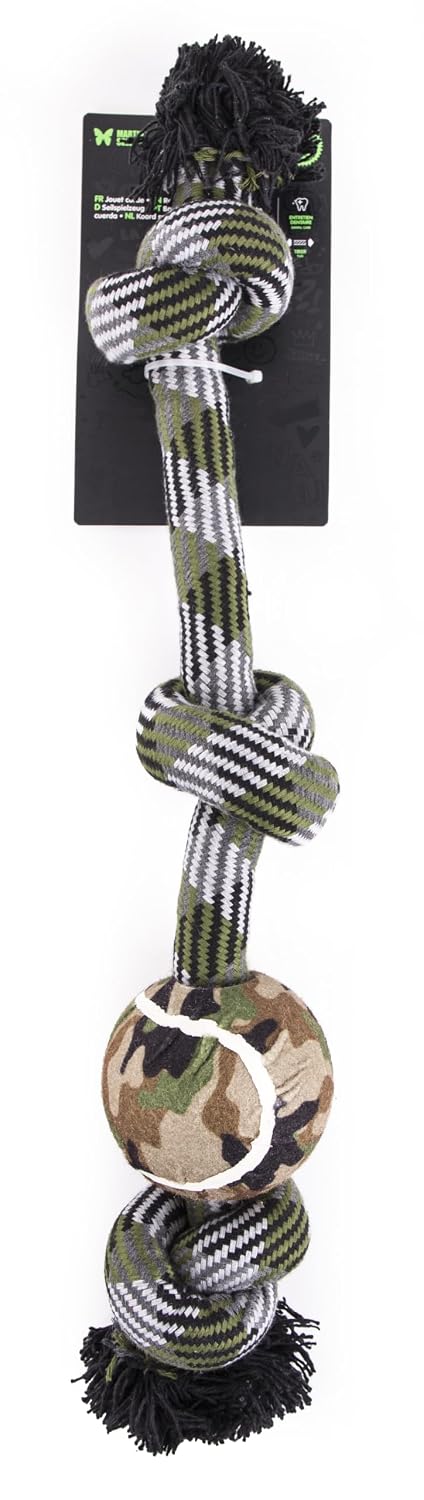 MARTIN SELLIER — Jouet corde avec balle de tennis camouflage 60 cm