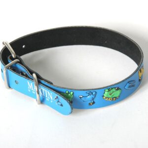 MARTIN Sellier — Collier pour chien motif sérigraphié bleu ciel