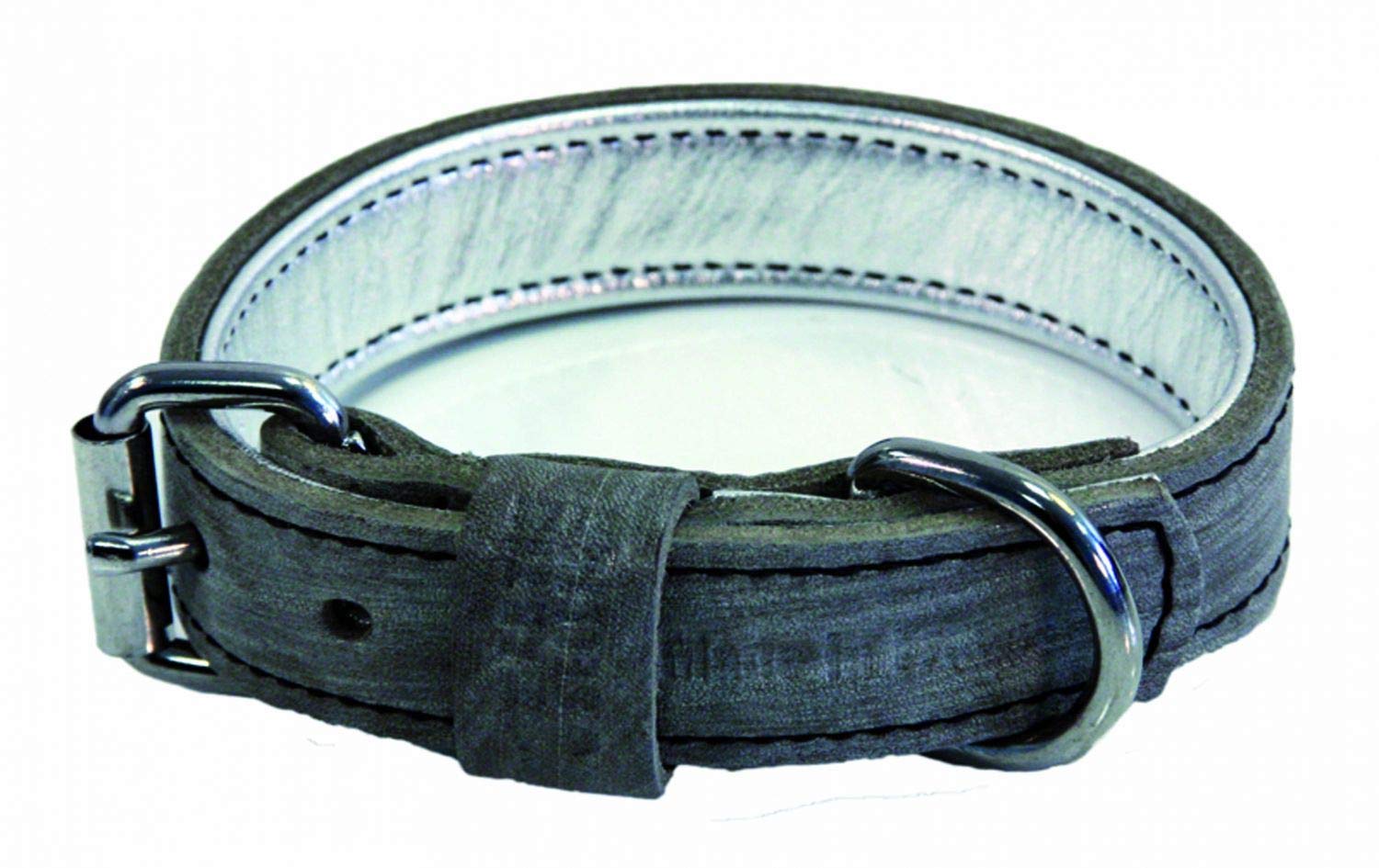 MARTIN Dakota — Collier pour chien en cuir pleine fleur gris 45 cm