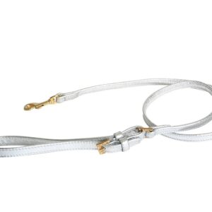 MARTIN SELLIER Carlain — Laisse pour chien en cuir d’agneau blanc