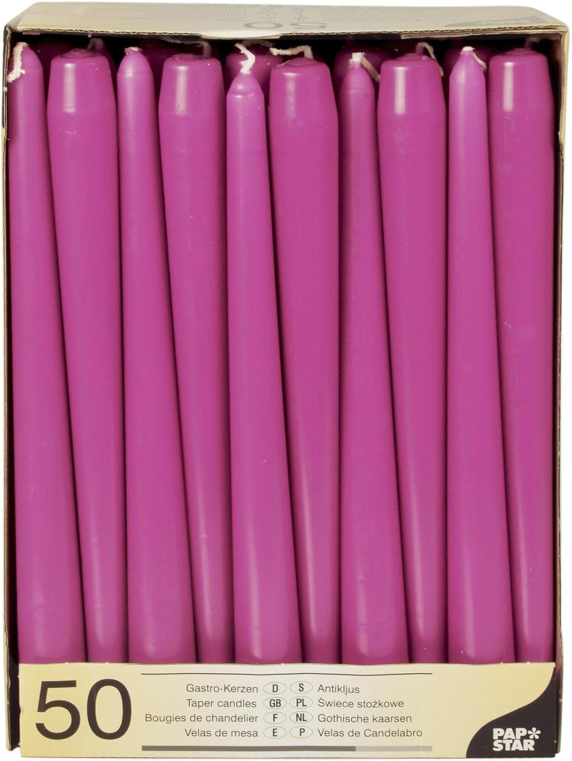 PAPSTAR — Lot de 50 bougies chandelier fuchsia 25 cm