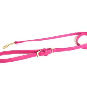 MARTIN SELLIER Carlain — Laisse pour chien en cuir d’agneau rose