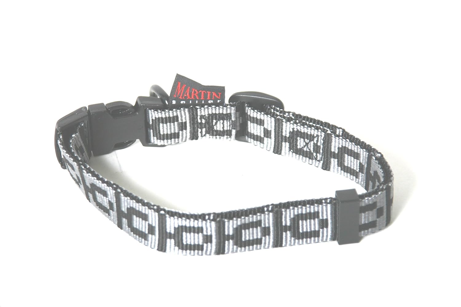 MARTIN Santa — Collier réglable en nylon pour chien blanc/noir