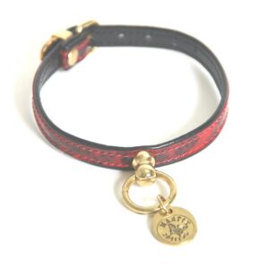 MARTIN SELLIER — Collier pour chien TPU granité vernis rouge/noir