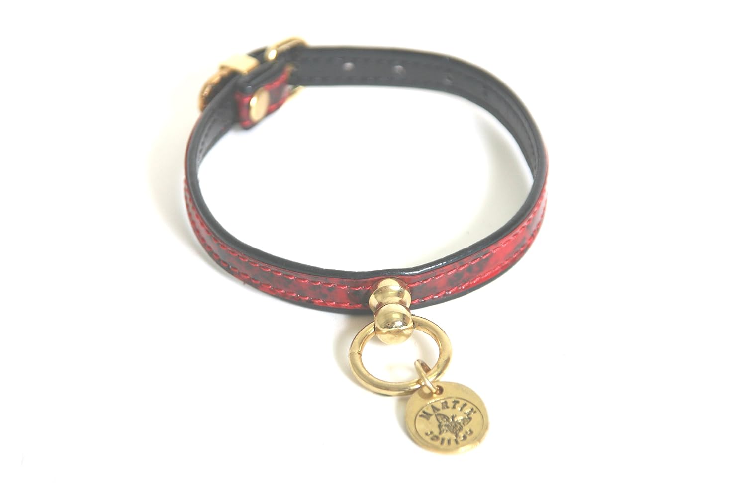 MARTIN SELLIER — Collier pour chien TPU granité vernis rouge/noir