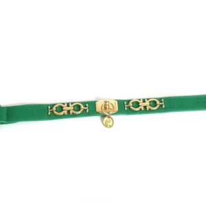 MARTIN SELLIER Omega — Collier en cuir d’agneau vert pour chien