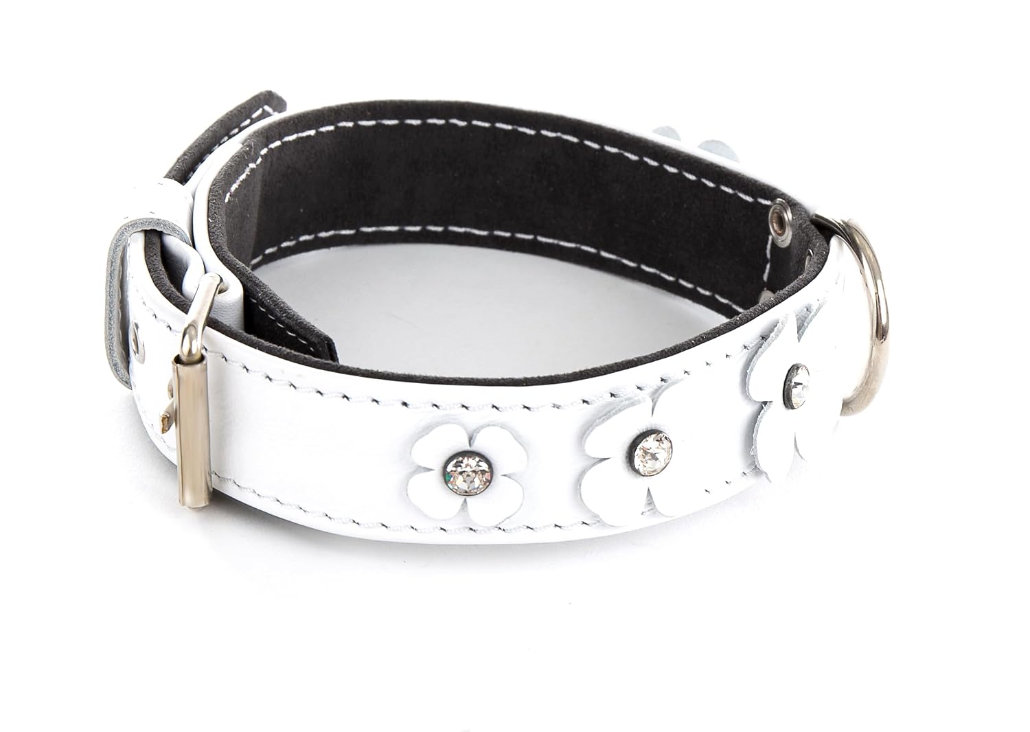 MARTIN SELLIER — Collier cuir fantaisie trèfle blanc