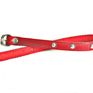 MARTIN SELLIER — Collier clouté en cuir feutré rouge pour chien