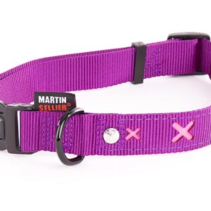 MARTIN SELLIER — Collier réglable en nylon mauve motif croix 16 mm