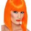SMIFFYS Glam — Perruque orange fluo à frange cheveux courts