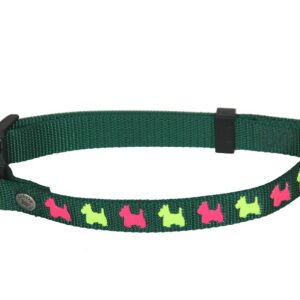 MARTIN SELLIER — Collier réglable pour chien motif chiens vert 16