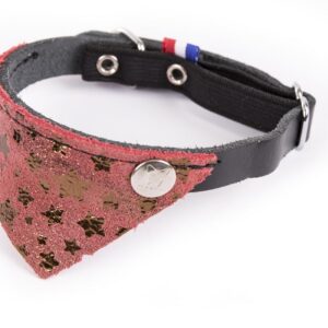 MARTIN Miami — Collier bandana en cuir pour chat rouge/noir