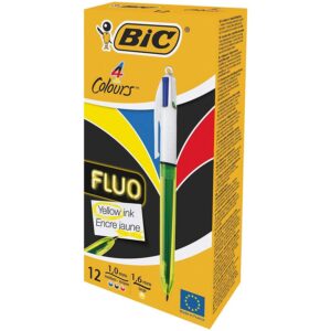 BIC 4 Couleurs Fluo — Stylo-bille rétractable 4 encres