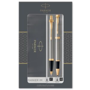 PARKER IM Duo — Coffret cadeau stylo bille et roller métal brossé
