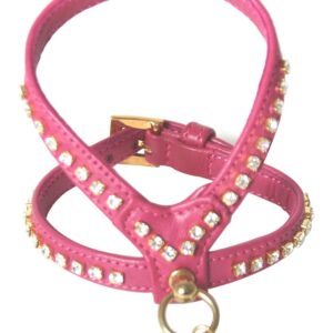 MARTIN SELLIER Carlain — Harnais pour chien rose à strass