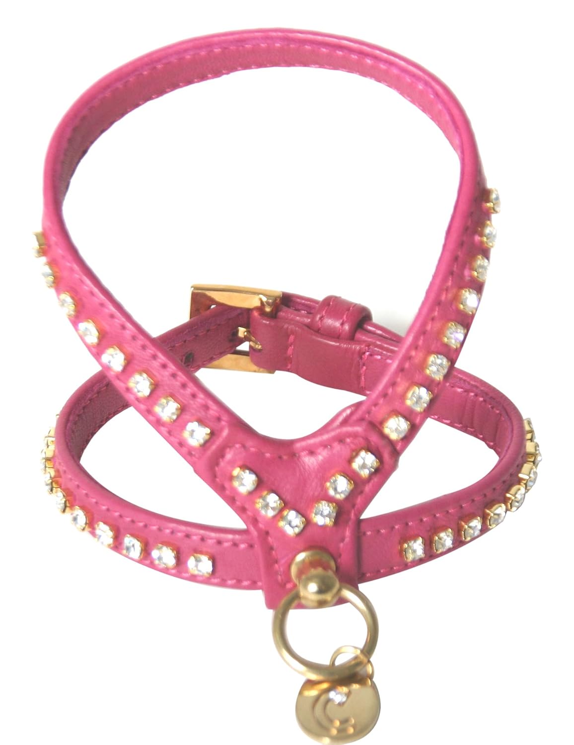 MARTIN SELLIER Carlain — Harnais pour chien rose à strass