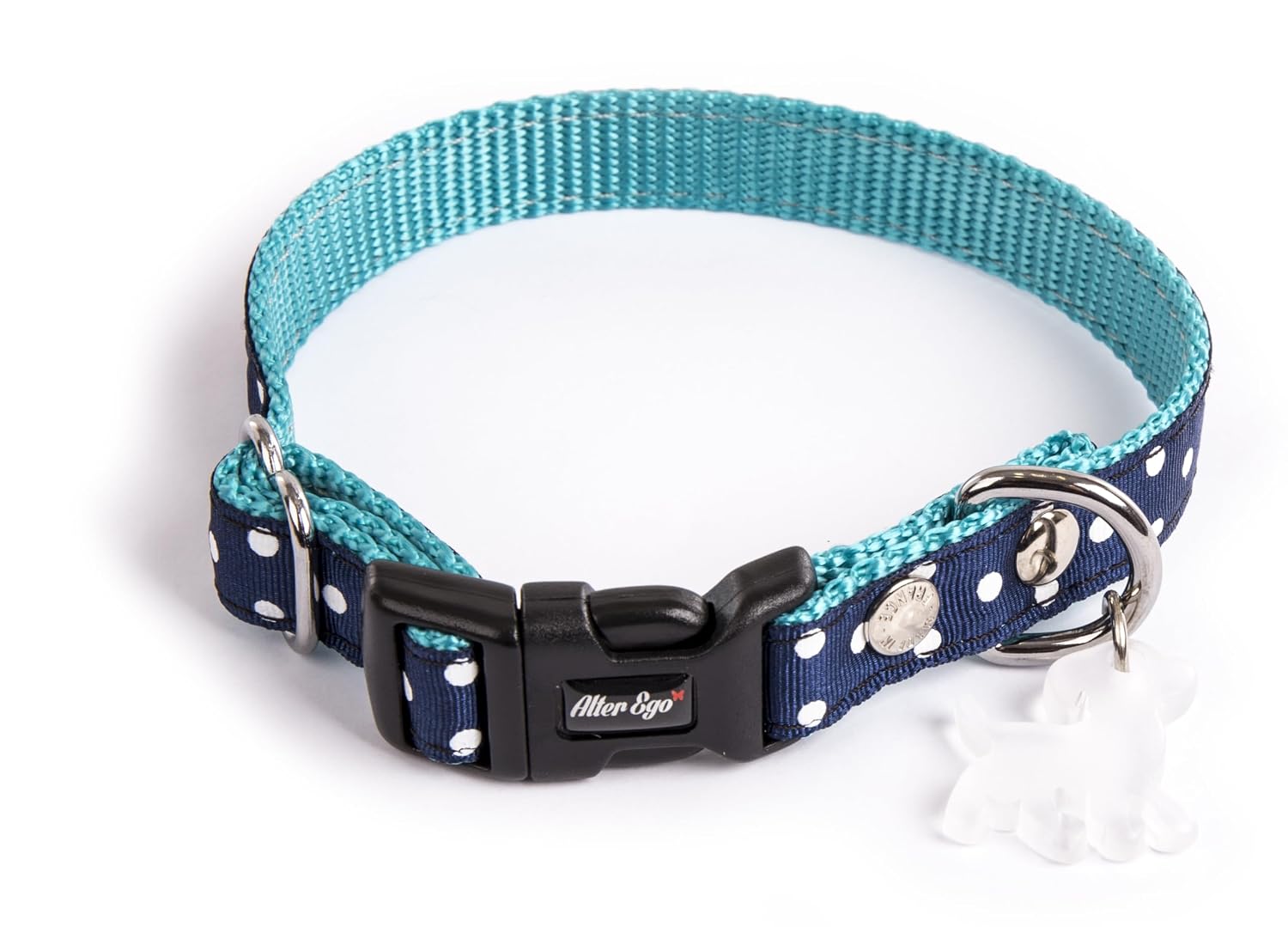 MARTIN — Collier en nylon à pois bleu 15 x 33 cm