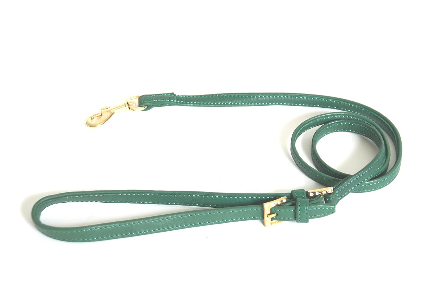 MARTIN SELLIER Carlain — Laisse en cuir d’agneau vert 1 m