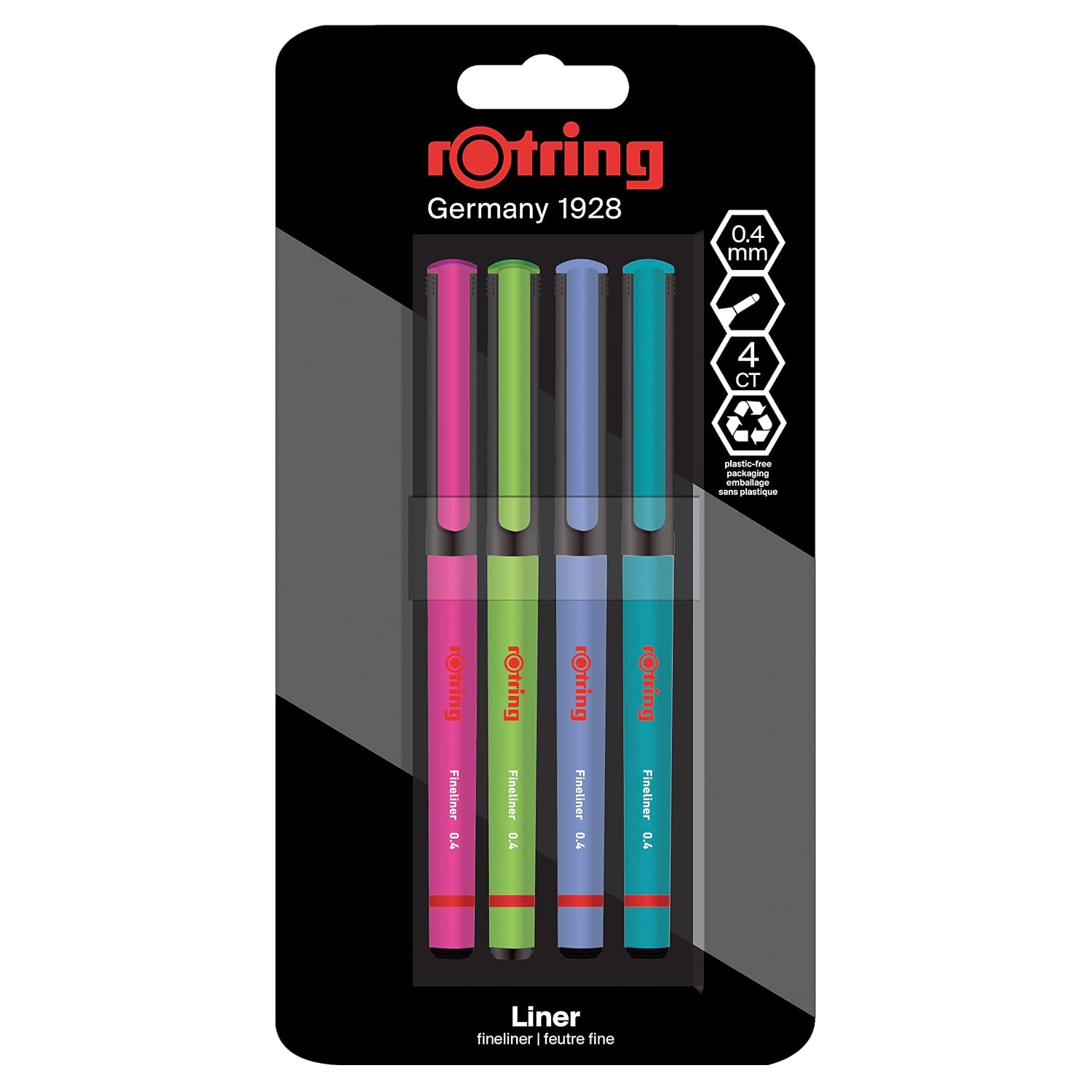 ROTRING — Stylos-feutres à pointe fine 0,4 mm lot de 4