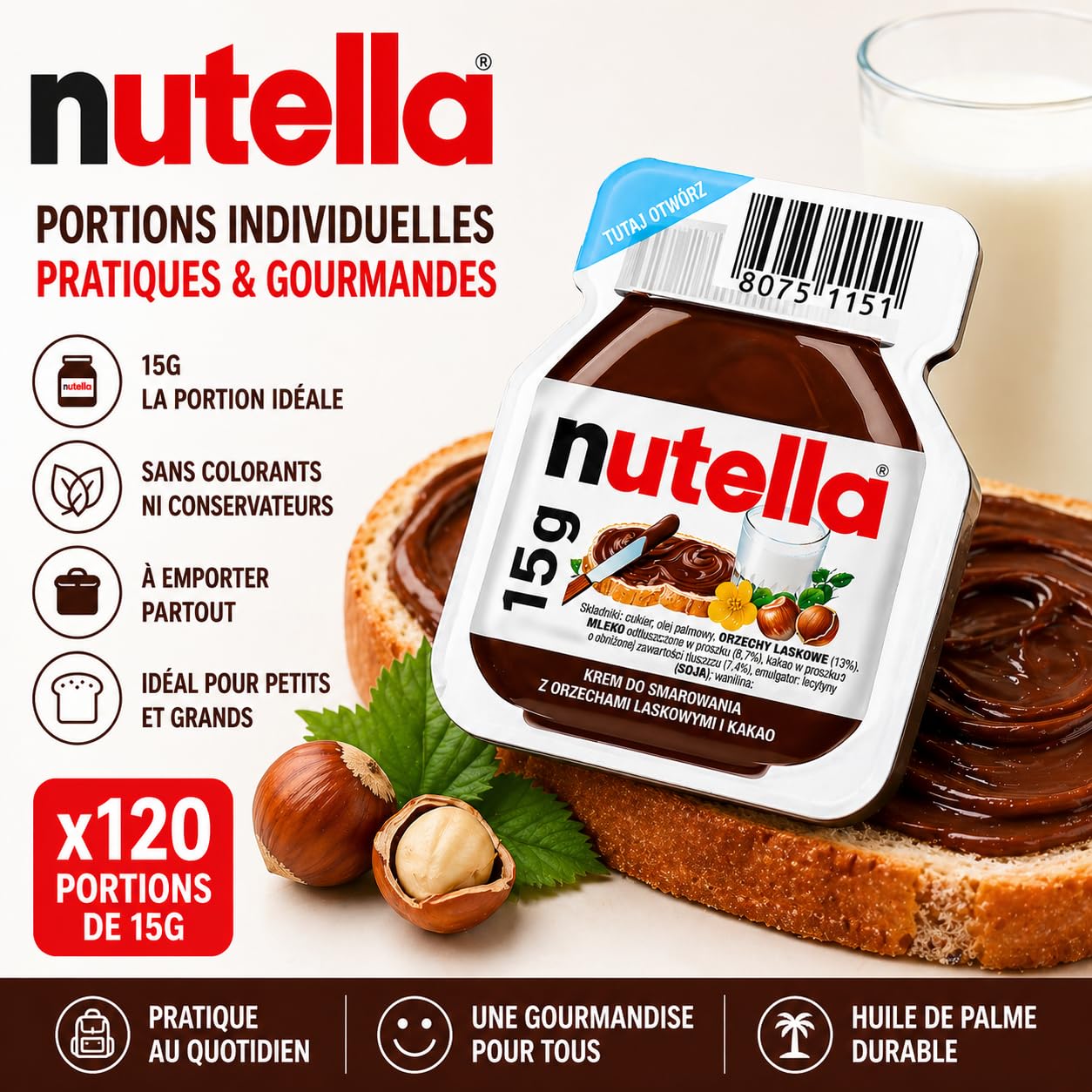 Nutella — Barquettes individuelles 15 g x120 – Image 3