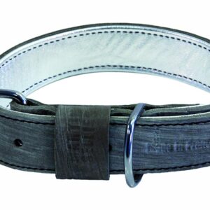 MARTIN Dakota — Collier pour chien en cuir pleine fleur gris