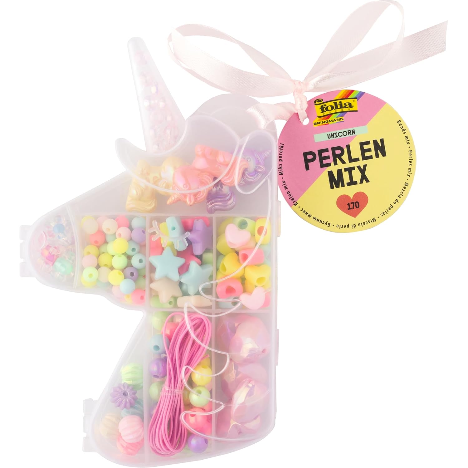 FOLIA — Mix de perles Licorne, 170 pièces avec élastique
