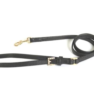 MARTIN SELLIER Carlain — Laisse pour chien en cuir d’agneau noire