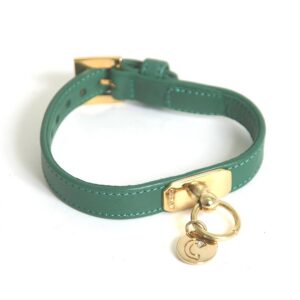 MARTIN Sellier Carlain — Collier en cuir d’agneau vert pour chien