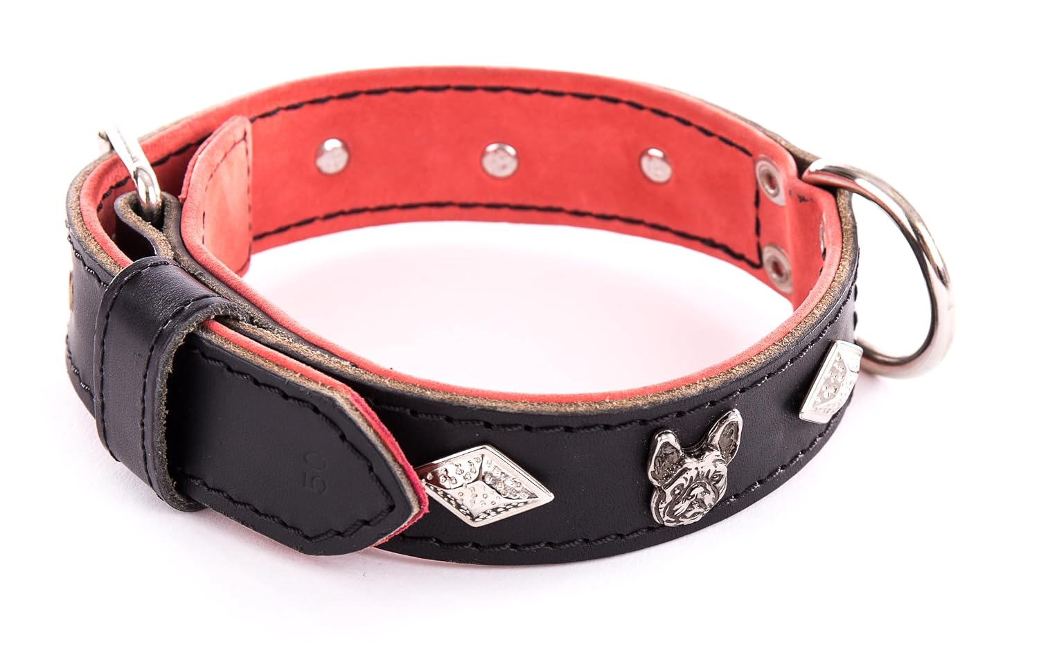 MARTIN SELLIER — Collier en cuir spécial bouledogue noir 55 cm