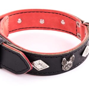 MARTIN SELLIER — Collier chien en cuir spécial bouledogue noir